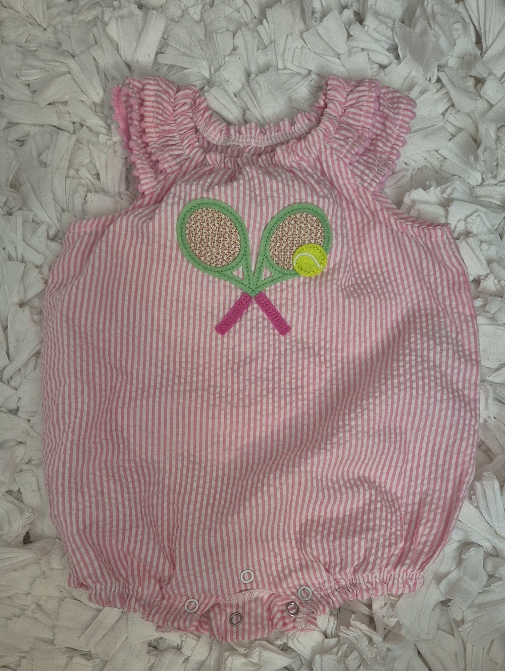 Mud Pie Pink and White Striped Baby Pajama Top